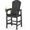 image:imageVINGLI Tall Adirondack Chairs Set of 2 AllWeather Plastic Adirondack Chair with Cup Holders HeavyDuty HDPE Outdoor Bar Stools for Patio Balcony Pool Backyard Black 2 PCSBlack