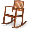image:imageVINGLI Wooden Rocking Chair with CushionOutdoor Indoor Rocking Chair Supports Up to 450 lbsChair with Comfortable Backrest for Patio Porch Balcony 1 TeakTeak