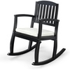 image:imageVINGLI Wooden Rocking Chair with CushionOutdoor Indoor Rocking Chair Supports Up to 450 lbsChair with Comfortable Backrest for Patio Porch Balcony 1 TeakBlack