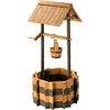 image:imageVINGLI Wooden Wishing Well Outdoor Planters Well Covers for Yard with 4 Reinforced Rods Height Adjustable Hanging Bucket Rustic Flower Pot Decor for Outside Patio GardenCarbonized 25 WidthTwotone