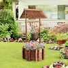 image:imageVINGLI Wooden Wishing Well Outdoor Planters Well Covers for Yard with 4 Reinforced Rods Height Adjustable Hanging Bucket Rustic Flower Pot Decor for Outside Patio GardenCarbonized 25 WidthCarbonized