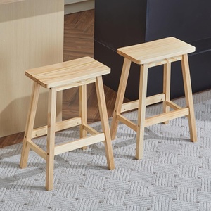 image:imageVINGLI 24 Inch Solid Wood Saddle Barstool Bar Stools Set of 2 Kitchen Counter Seat with Footrests Counter Height Saddle Barstool for Living Room Dining Room Counter amp Outdoor Events BurlywoodBurlywood