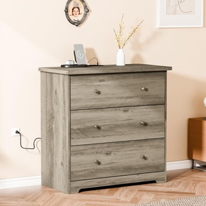 image:imageVINGLI 3 Drawer Dresser with Charging Station Small Dresser Grey Chest of Drawers 315 W Gray Wood Dressers for Bedroom Living Room Hallway Home Office 1575 D x 315 W x 315 HRustic Grey