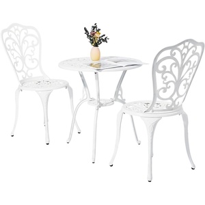 image:imageVINGLI 3 PCS Outdoor Bistro Set Outdoor Patio Set AllWeather Cast Aluminum Bistro Table Set Bistro Table and Chairs Set of 2 for Backyard Garden Balcony Bronze RoseWhite