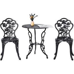 image:imageVINGLI 3 PCS Outdoor Bistro Set Outdoor Patio Set AllWeather Cast Aluminum Bistro Table Set Bistro Table and Chairs Set of 2 for Backyard Garden Balcony Bronze RoseRose