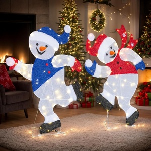 image:imageVINGLI 5FT Pop Up Lighted Snowman Christmas Decorations Outdoor Indoor Prelit 200 Warm White LED Snowman with Broom amp Stakes Collapsible Xmas Yard Lawn Garden Front Porch Patio Holiday DecorRunning 2D Snowman