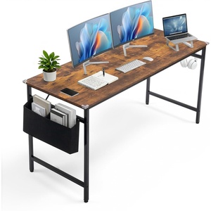 image:imageVINGLI 63 Inch Computer Office Modern Simple Gaming Desk with Side Fabric Drawer amp Hook Up WearResistant Surface Writing Desk Work Desk for Bedroom Living Room Rustic Brown