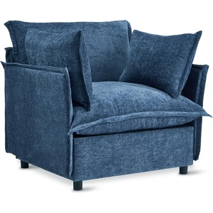 image:imageVINGLI Blue Accent Chair 34 Width Oversized Reading Chair Upholstered Armchair Soft Chenille Fabric Living Room Chairs Sofa for Adults Bedroom Home Office Play Room