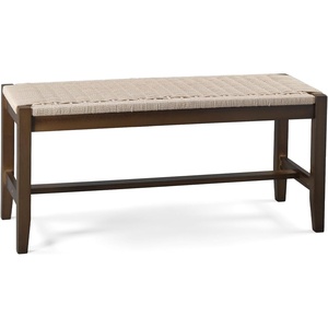 image:imageVINGLI Boho Storage Bench Rattan Entryway Bench with Natural Woven Seat amp Wood Frame Dining Wicker Bench Indoor Bedroom Bench for End of Bed Dining Room Living Room and Hallway Walnut 398 InchStorage Free