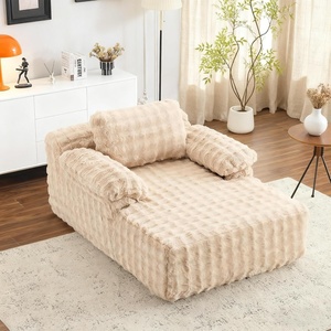 image:imageVINGLI Chaise Lounge Chair Indoor White Boneless Couch Oversized Reading Chair Upholstered Bubble Fleece Cloud Couch Sofa Recliner Bed Comfy Sleeper Couches for Living Room Movie Room BedroomLight Brown