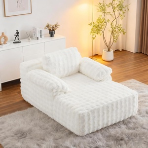 image:imageVINGLI Chaise Lounge Chair Indoor White Boneless Couch Oversized Reading Chair Upholstered Bubble Fleece Cloud Couch Sofa Recliner Bed Comfy Sleeper Couches for Living Room Movie Room BedroomWhite