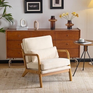 image:imageVINGLI Chenille MidCentury Modern Accent Chair Set of 2 Cute Reading Arm Chair with Cushion amp Lumbar Pillow amp Solid Wood Frame for Lounge Living Room Reading Room Bedroom EspressoCream