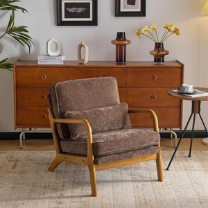 image:imageVINGLI Chenille MidCentury Modern Accent Chair Set of 2 Cute Reading Arm Chair with Cushion amp Lumbar Pillow amp Solid Wood Frame for Lounge Living Room Reading Room Bedroom EspressoEspresso