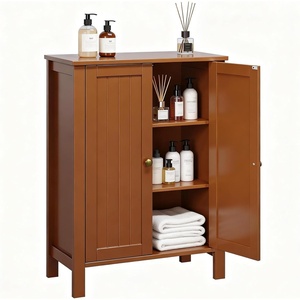 image:imageVINGLI Green Bathroom Storage Cabinet Free Standing Wooden Floor Cabinet with Doors amp Shelves Accent Sideboard Organizer for Kitchen Living Room 236 WBrown