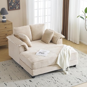 image:imageVINGLI Lounge Chair 56 Oversized Reading Chair Corduroy Chaise Sofa Recliner Bed Upholstered Comfy Sleeper Couch with Throw Pillows and Armrests for Living Room Movie Room BedroomBeige
