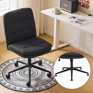 image:imageVINGLI Mid Back Armless Office Desk Chair with Wheelsno Wheels360Rocking Swivel Vanity Chair with Thickened CushionAdjustable Height Rolling for Reading Room Make up Linen Ginger YellowBlack