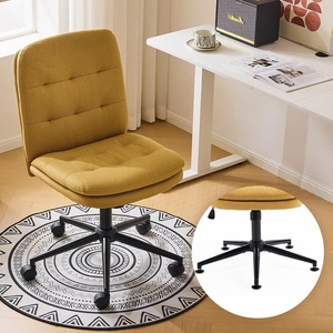 image:imageVINGLI Mid Back Armless Office Desk Chair with Wheelsno Wheels360Rocking Swivel Vanity Chair with Thickened CushionAdjustable Height Rolling for Reading Room Make up Linen Ginger YellowGinger Yellow