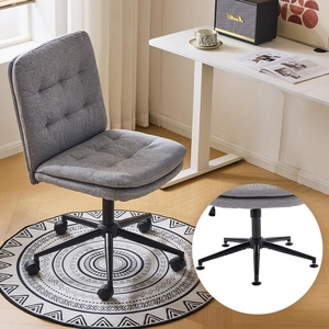 image:imageVINGLI Mid Back Armless Office Desk Chair with Wheelsno Wheels360Rocking Swivel Vanity Chair with Thickened CushionAdjustable Height Rolling for Reading Room Make up Linen Ginger YellowDark Grey