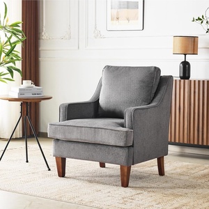 image:imageVINGLI MidCentury Modern Accent Chairs Set of 2 Green Upholstered Armchair Comfy Sofa Chairs Reading Chair High Back for Living Room Bedroom Furniture ApartmentLight Grey