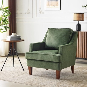 image:imageVINGLI MidCentury Modern Accent Chairs Set of 2 Green Upholstered Armchair Comfy Sofa Chairs Reading Chair High Back for Living Room Bedroom Furniture ApartmentGreen
