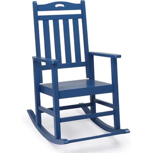 image:imageVINGLI Outdoor Rocking Chair with Footrest Wooden Rocking Chair with 450 LBS Weight Capacity Patio Rocker with Comfortable Backrest for Garden Yard Navy Blue 2PCSBlue