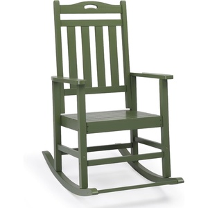 image:imageVINGLI Outdoor Rocking Chair with Footrest Wooden Rocking Chair with 450 LBS Weight Capacity Patio Rocker with Comfortable Backrest for Garden Yard Navy Blue 2PCSDark Green