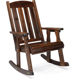 image:imageVINGLI Outdoor Rocking Chair with Footrest Wooden Rocking Chair with 450 LBS Weight Capacity Patio Rocker with Comfortable Backrest for Garden Yard Navy Blue 2PCSRustic
