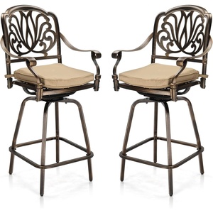 image:imageVINGLI Outdoor Swivel Bar Stools Set of 2 Cast Aluminum Patio Bar Height Chairs AllWeather Bar Dining Chairs Outdoor Swivel Patio Furniture Elizabethan BackElizabethan Back