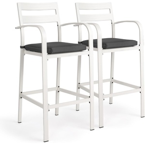 image:imageVINGLI Outdoor Swivel Bar Stools Set of 2 Cast Aluminum Patio Bar Height Chairs AllWeather Bar Dining Chairs Outdoor Swivel Patio Furniture Elizabethan BackWhite