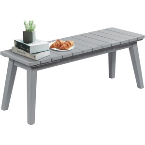 image:imageVINGLI Outdoor Wooden Bench 45 2Person Backless Dining Bench Weatherproof Outdoor Patio Bench for Porch Entryway Garden 1 GrayGrey