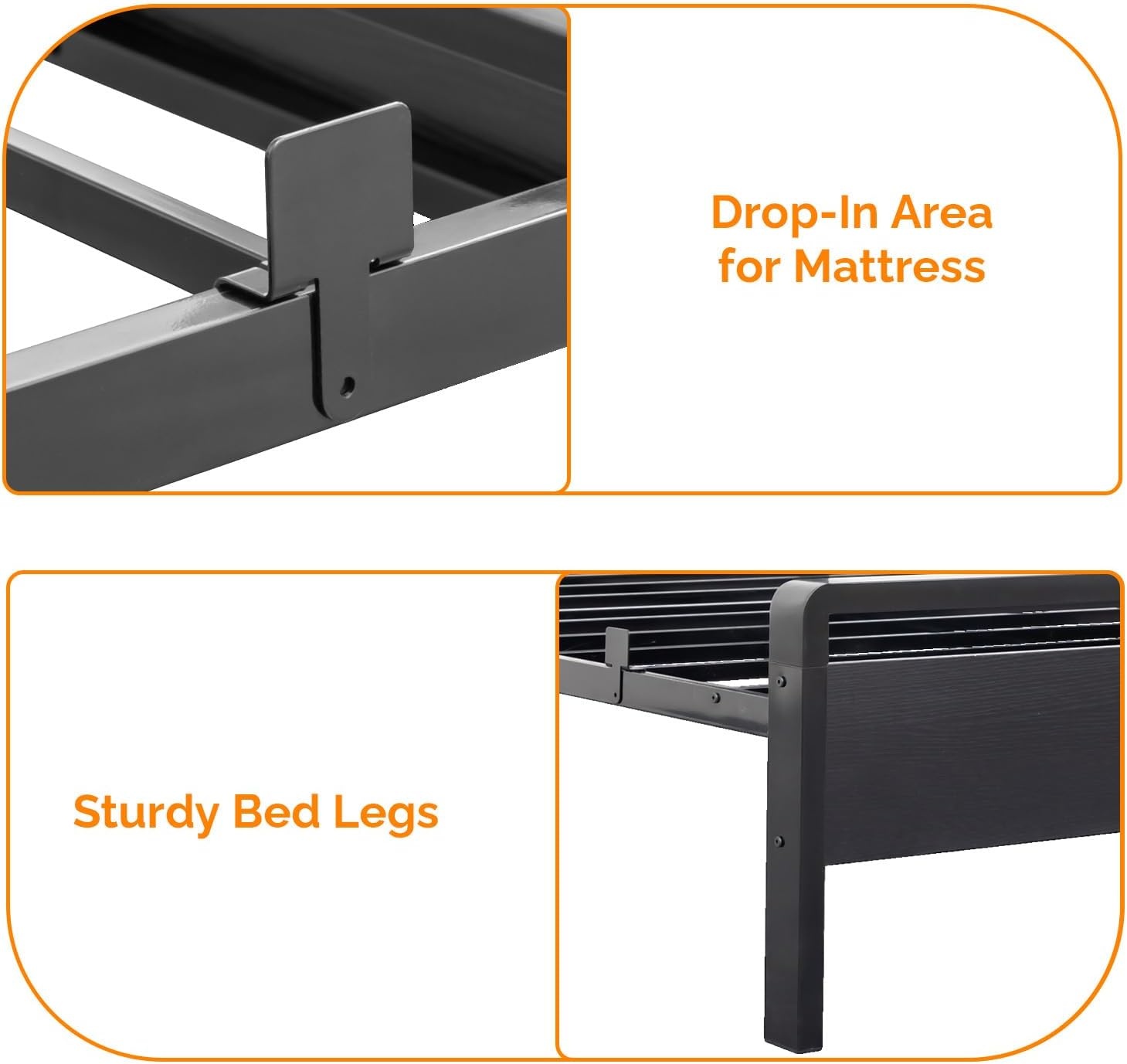 image:imageVINGLI Queen Platform Bed Frame with Wood Headboard amp Footboard 12Inch UnderBed Storage Space LED 2 AC 2 USB 1 TypeC Charging Port Sturdy Metal NoiseFree Design Modern Apartment BedroomBlackIndustrial Brown