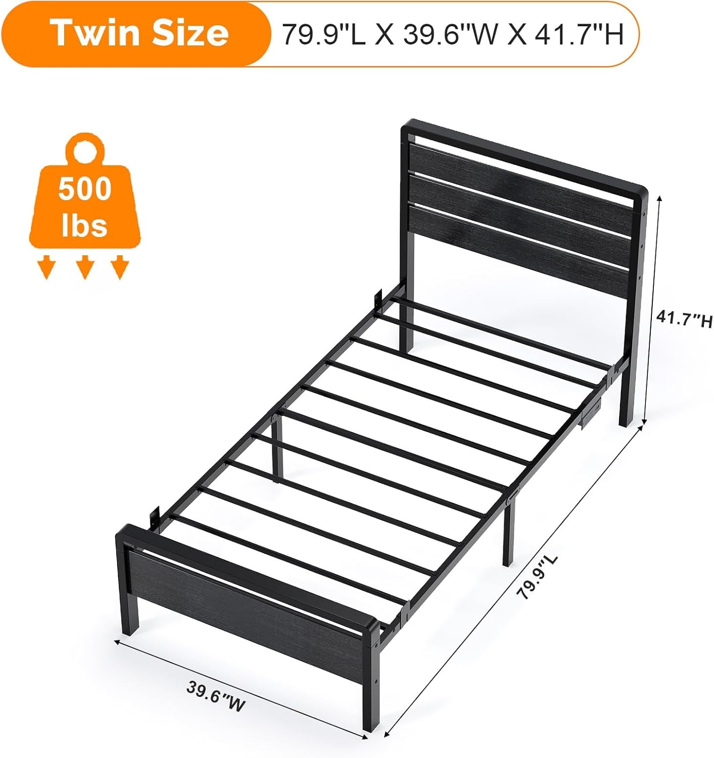 image:imageVINGLI Queen Platform Bed Frame with Wood Headboard amp Footboard 12Inch UnderBed Storage Space LED 2 AC 2 USB 1 TypeC Charging Port Sturdy Metal NoiseFree Design Modern Apartment BedroomBlackBlack