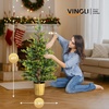 image:imageVINGLI 2 Pcs 4ft Christmas Tree with Plastic Pot 119 PE Branch Tips Small Artificial Xmas Tree Perfect for Bedroom Office Desk Apartment Dorm Small Spaces Holiday Symmetrical DecorGreen