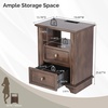 image:imageVINGLI 24 W Nightstand with Charging Station Wood Nightstand with Textured Drawers Large 3 Drawer Night Stand Antique Brown Night Stand for Bedroom with Curved Legs Bedside TableSide TableAntique Brown