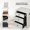image:imageVINGLI 24 W Nightstand with Charging Station Wood Nightstand with Textured Drawers Large 3 Drawer Night Stand Antique Brown Night Stand for Bedroom with Curved Legs Bedside TableSide TableOff White