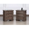 image:imageVINGLI 24 W Nightstand with Charging Station Wood Nightstand with Textured Drawers Large 3 Drawer Night Stand Antique Brown Night Stand for Bedroom with Curved Legs Bedside TableSide TableBrown