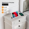image:imageVINGLI 24 W Nightstand with Charging Station Wood Nightstand with Textured Drawers Large 3 Drawer Night Stand Antique Brown Night Stand for Bedroom with Curved Legs Bedside TableSide TableOff White