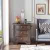 image:imageVINGLI 24 W Nightstand with Charging Station Wood Nightstand with Textured Drawers Large 3 Drawer Night Stand Antique Brown Night Stand for Bedroom with Curved Legs Bedside TableSide TableBrown