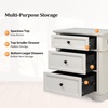 image:imageVINGLI 24 W Nightstand with Charging Station Wood Nightstand with Textured Drawers Large 3 Drawer Night Stand Antique Brown Night Stand for Bedroom with Curved Legs Bedside TableSide TableOff White