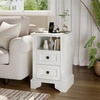 image:imageVINGLI 24 W Nightstand with Charging Station Wood Nightstand with Textured Drawers Large 3 Drawer Night Stand Antique Brown Night Stand for Bedroom with Curved Legs Bedside TableSide TableIvory White
