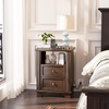 image:imageVINGLI 24 W Nightstand with Charging Station Wood Nightstand with Textured Drawers Large 3 Drawer Night Stand Antique Brown Night Stand for Bedroom with Curved Legs Bedside TableSide TableAntique Brown