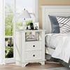 image:imageVINGLI 24 W Nightstand with Charging Station Wood Nightstand with Textured Drawers Large 3 Drawer Night Stand Antique Brown Night Stand for Bedroom with Curved Legs Bedside TableSide TableIvory White