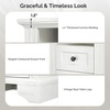 image:imageVINGLI 24 W Nightstand with Charging Station Wood Nightstand with Textured Drawers Large 3 Drawer Night Stand Antique Brown Night Stand for Bedroom with Curved Legs Bedside TableSide TableIvory White