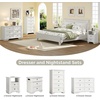 image:imageVINGLI 24 W Nightstand with Charging Station Wood Nightstand with Textured Drawers Large 3 Drawer Night Stand Antique Brown Night Stand for Bedroom with Curved Legs Bedside TableSide TableIvory White