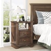 image:imageVINGLI 24 W Nightstand with Charging Station Wood Nightstand with Textured Drawers Large 3 Drawer Night Stand Antique Brown Night Stand for Bedroom with Curved Legs Bedside TableSide TableAntique Brown