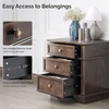 image:imageVINGLI 24 W Nightstand with Charging Station Wood Nightstand with Textured Drawers Large 3 Drawer Night Stand Antique Brown Night Stand for Bedroom with Curved Legs Bedside TableSide TableBrown