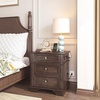 image:imageVINGLI 24 W Nightstand with Charging Station Wood Nightstand with Textured Drawers Large 3 Drawer Night Stand Antique Brown Night Stand for Bedroom with Curved Legs Bedside TableSide TableBrown