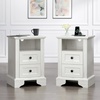 image:imageVINGLI 24 W Nightstand with Charging Station Wood Nightstand with Textured Drawers Large 3 Drawer Night Stand Antique Brown Night Stand for Bedroom with Curved Legs Bedside TableSide TableIvory White