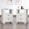 image:imageVINGLI 24 W Nightstand with Charging Station Wood Nightstand with Textured Drawers Large 3 Drawer Night Stand Antique Brown Night Stand for Bedroom with Curved Legs Bedside TableSide TableIvory White