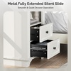 image:imageVINGLI 24 W Nightstand with Charging Station Wood Nightstand with Textured Drawers Large 3 Drawer Night Stand Antique Brown Night Stand for Bedroom with Curved Legs Bedside TableSide TableIvory White
